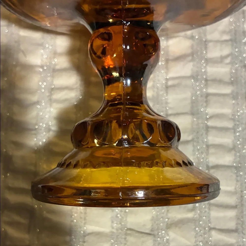 Amber Carnival Glass Compote Dish - Picture 4 of 7